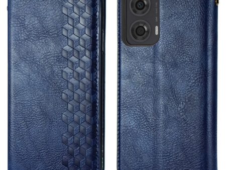 Motorola Moto G24   Motorola Moto G04 leather case with a stylish rhombus imprint - Blue Sale