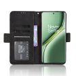 Modern-styled leather wallet case for OnePlus Ace 3 Pro - Black Online Sale