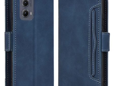 Modern-styled leather wallet case for Motorola Edge (2024) - Blue For Discount