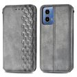 Motorola Moto G34 leather case with a stylish rhombus imprint - Grey Fashion