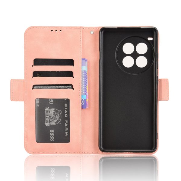 Modern-styled leather wallet case for OnePlus Ace 3 Pro - Pink For Sale