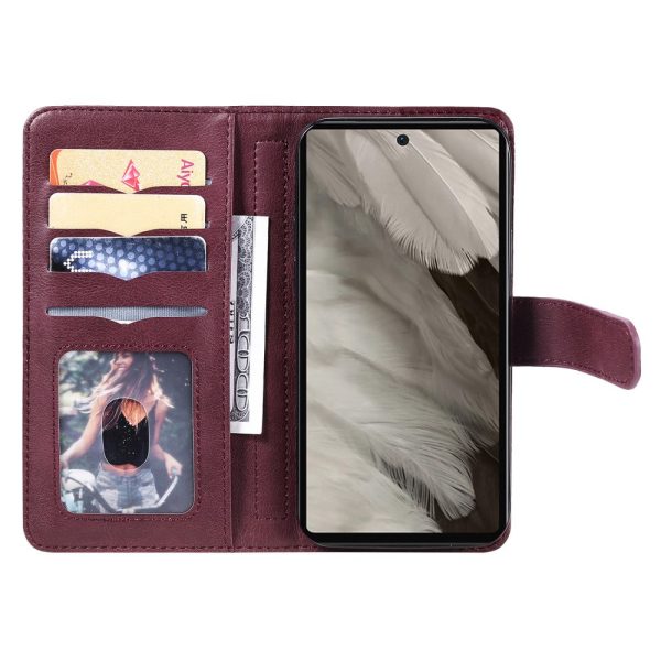 10-slot Google Pixel 7a wallet case - Wine Red For Cheap