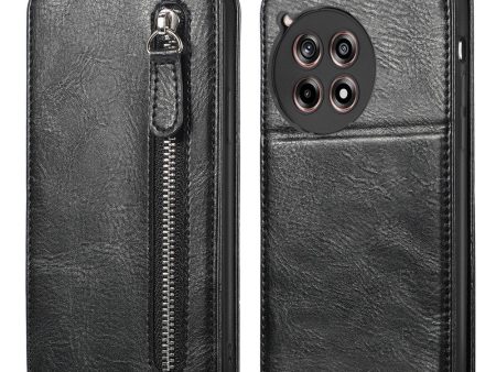 Vertical OnePlus Ace 3   OnePlus 12R flip phone case with zipper - Black Online Hot Sale