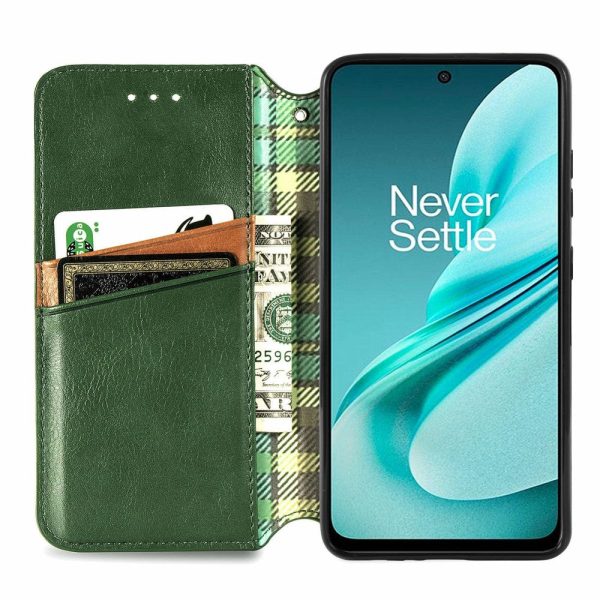 OnePlus Nord N30 SE leather case with a stylish rhombus imprint - Green For Discount