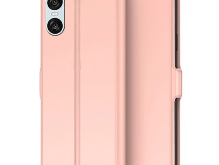 Smooth and thin premium Sony Xperia 10 VI leather case - Rose Gold Online Sale