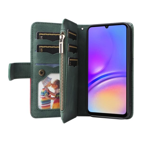 Textured Samsung Galaxy A06 leather case with strap - Green on Sale