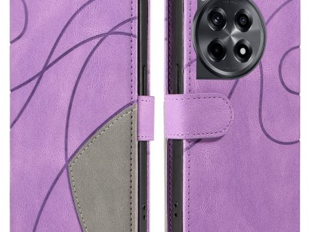 Textured OnePlus 12R   OnePlus Ace 3 leather case with strap - Light Purple For Sale