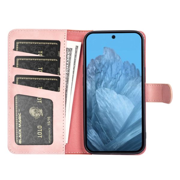 Two-color Google Pixel 9 leather flip case - Pink Fashion