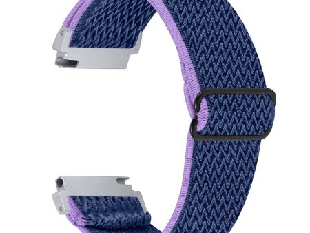 For Verizon Gizmo Watch 1 Wavy Pattern Elastic Wrist Band Woven Nylon Watch Strap - Purple+Blue Online