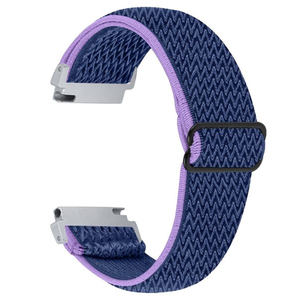 For Verizon Gizmo Watch 1 Wavy Pattern Elastic Wrist Band Woven Nylon Watch Strap - Purple+Blue Online