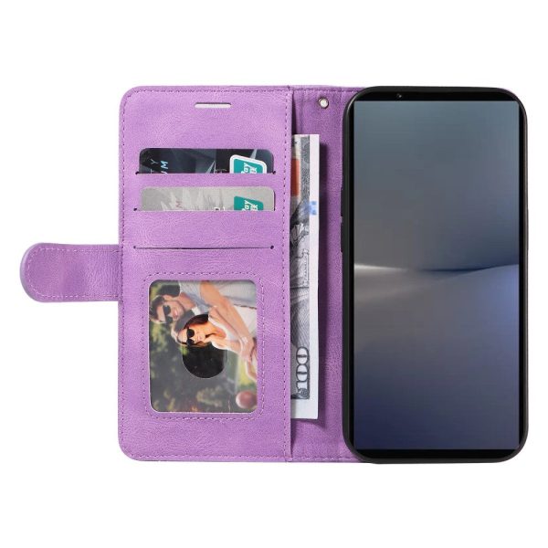 Textured Sony Xperia 1 VI leather case with strap - Light Purple Online now