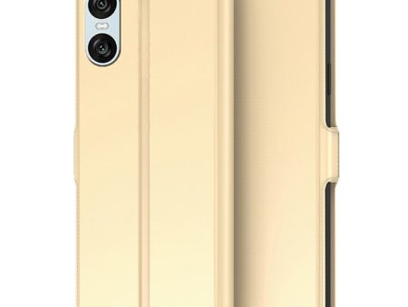 Smooth and thin premium Sony Xperia 10 VI leather case - Gold on Sale