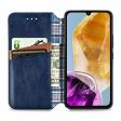 Samsung Galaxy M15 leather case with a stylish rhombus imprint - Blue Online