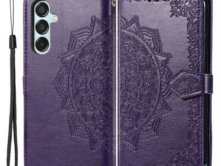 Mandala Samsung Galaxy M15 leather case - Purple Fashion