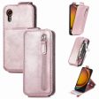 Vertical Samsung Galaxy Xcover 7 flip phone case with zipper - Rose Gold For Discount