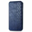 Samsung Galaxy A05 leather case with a stylish rhombus imprint - Blue Cheap