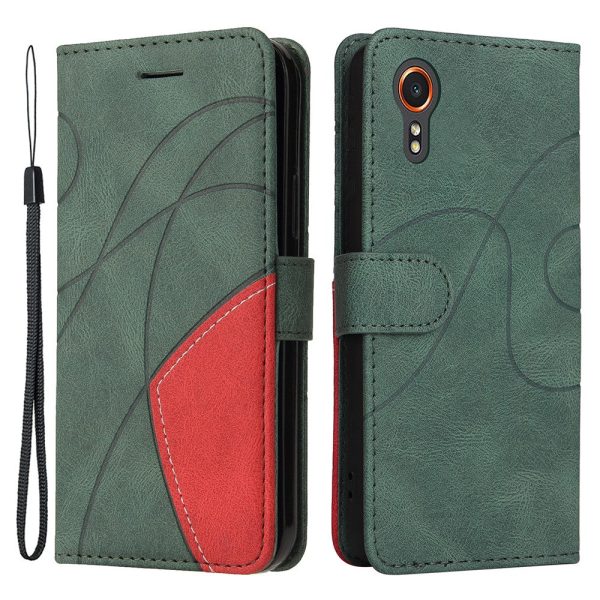 Textured Samsung Galaxy Xcover 7 leather case with strap - Green Fashion