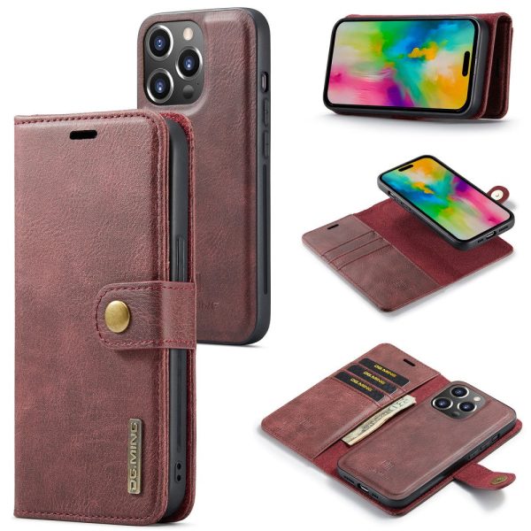 DG.MING iPhone 16 Pro 2-in-1 wallet case - Red Online Hot Sale