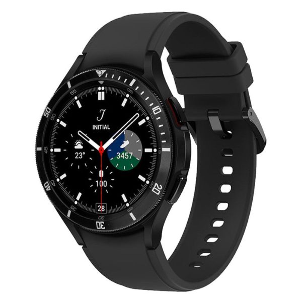 Samsung Galaxy Watch6 Classic 43mm Watch Bezel Ring Zinc Alloy Dial Bezel Adhesive Frame Ring Cover - Black For Sale