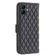 Rhombus pattern matte Samsung Galaxy A06 flip case - Black Cheap