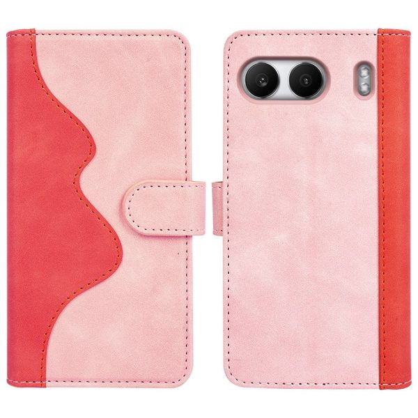 Two-color OnePlus Nord 4 leather flip case - Pink Cheap