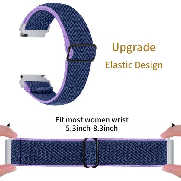 For Verizon Gizmo Watch 1 Wavy Pattern Elastic Wrist Band Woven Nylon Watch Strap - Purple+Blue Online