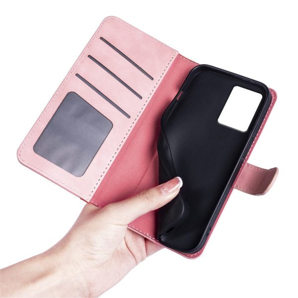 Two-color Motorola Edge (2024) leather flip case - Pink For Sale