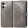 Mandala iPhone 16 leather case - Grey For Discount