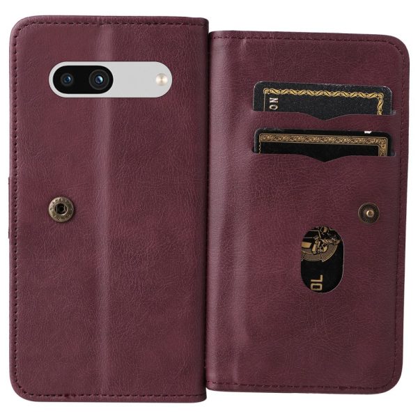 10-slot Google Pixel 7a wallet case - Wine Red For Cheap