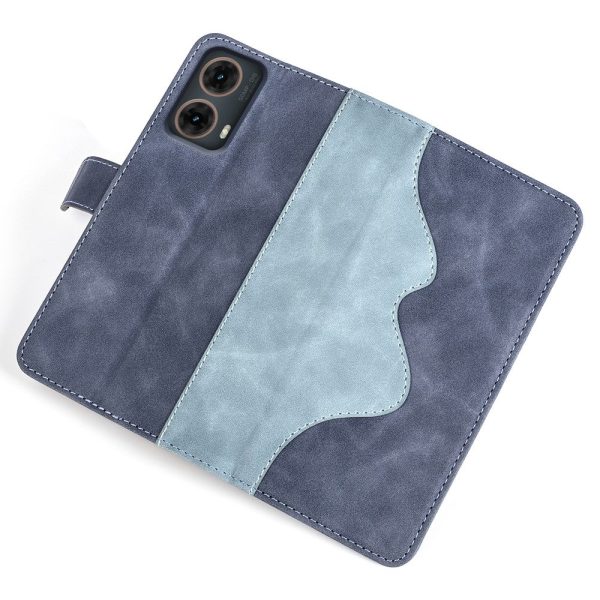 Two-color Motorola Moto G85 leather flip case - Blue on Sale