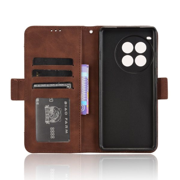 Modern-styled leather wallet case for OnePlus Ace 3 Pro - Brown on Sale