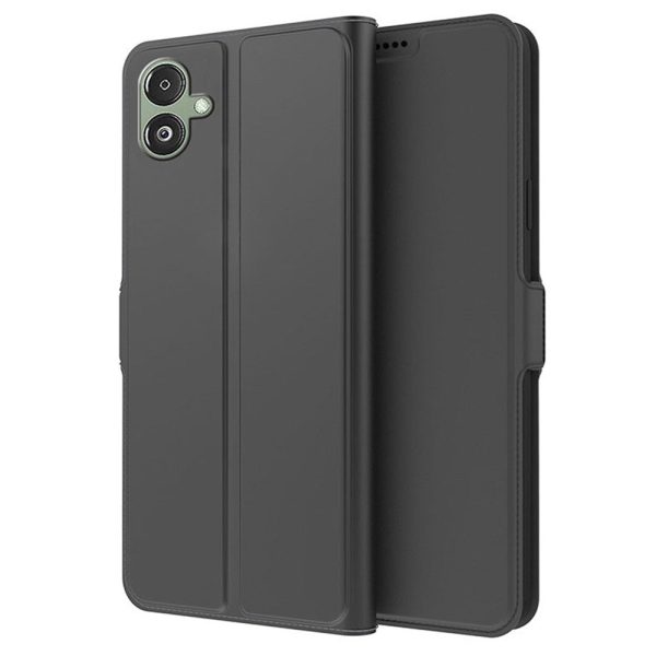 Smooth and thin premium Samsung Galaxy A06 leather case - Black on Sale