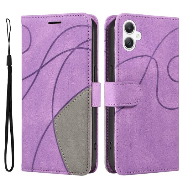 Textured Samsung Galaxy A06 leather case with strap - Purple For Discount