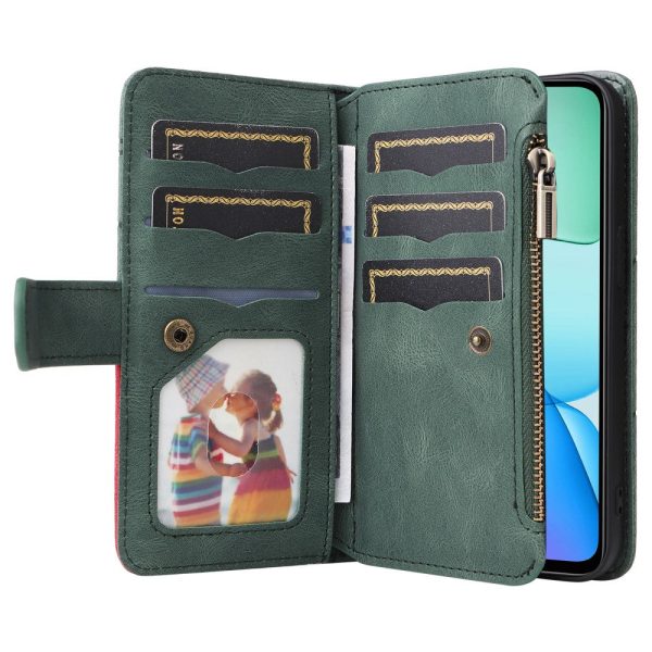 Textured Xiaomi Redmi 13   Xiaomi Redmi Note 13R leather case with strap - Green For Cheap