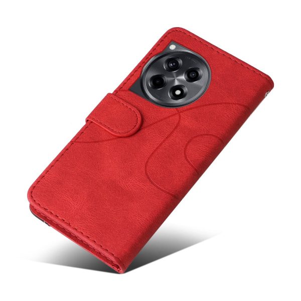 Textured OnePlus 12R   OnePlus Ace 3 leather case with strap - Red Sale