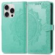 Mandala iPhone 16 Pro leather case - Mint Green Supply