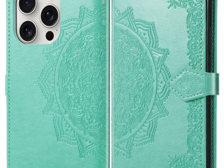 Mandala iPhone 16 Pro leather case - Mint Green Supply