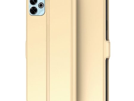 Smooth and thin premium Xiaomi Redmi 13   Xiaomi Redmi Note 13R   Xiaomi Poco M6 leather case - Gold For Cheap