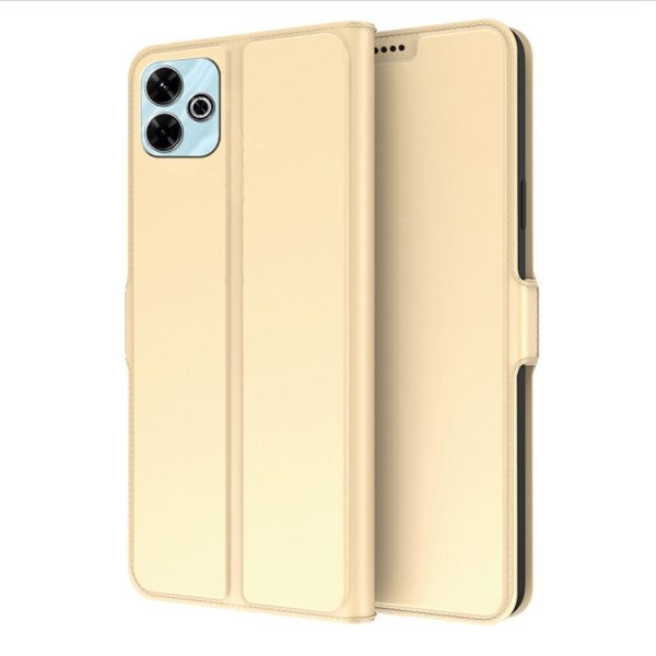 Smooth and thin premium Xiaomi Redmi 13   Xiaomi Redmi Note 13R   Xiaomi Poco M6 leather case - Gold For Cheap