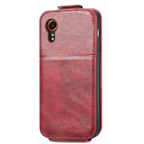 Vertical Samsung Galaxy Xcover 7 flip phone case with zipper - Wine Red Online now