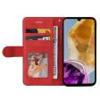 Textured Samsung Galaxy M15 leather case with strap - Red Fashion