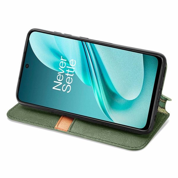 OnePlus Nord N30 SE leather case with a stylish rhombus imprint - Green For Discount