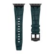 Apple Watch Series 9 8 7 41mm   6 5 4 SE (2022) SE (2023) SE 40mm   3 2 1 38mm Silicone Watch Strap Crocodile Texture - Black+Blackish Green Online Hot Sale