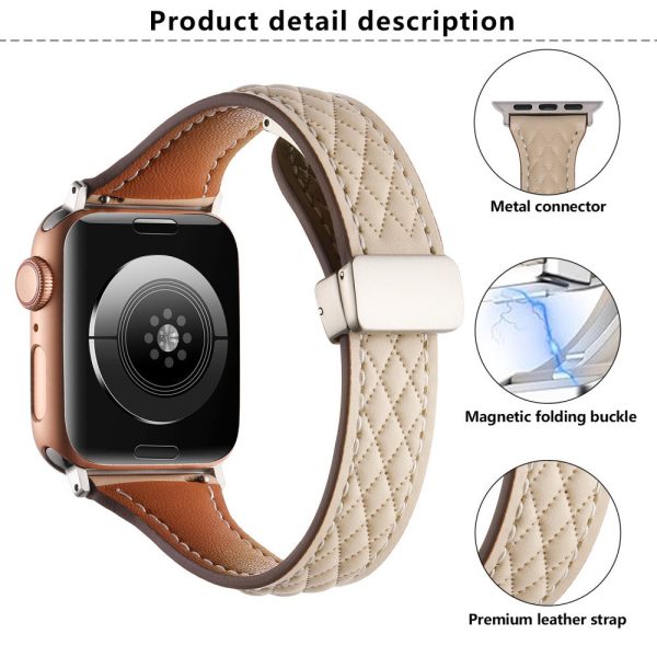 KALEBOL Apple Watch Series 49mm - 45mm - 44mm - 42mm Genuine Leather Watch Band - Starlight Hot on Sale