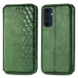 Samsung Galaxy M55   Samsung Galaxy F55   C55 leather case with a stylish rhombus imprint - Green Online now