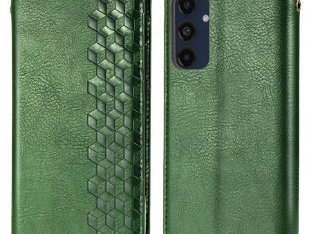 Samsung Galaxy M55   Samsung Galaxy F55   C55 leather case with a stylish rhombus imprint - Green Online now