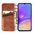 Samsung Galaxy A05 leather case with a stylish rhombus imprint - Brown Fashion