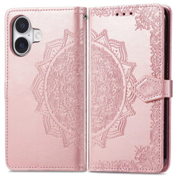 Mandala iPhone 16 leather case - Rose Gold Fashion