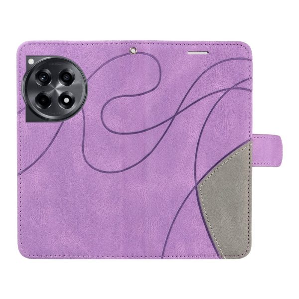 Textured OnePlus 12R   OnePlus Ace 3 leather case with strap - Light Purple For Sale