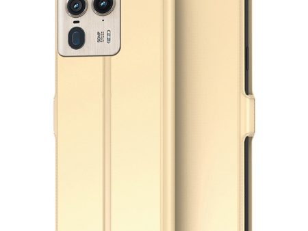 Smooth and thin premium Motorola Edge 50 Ultra   Motorola Moto X50 Ultra leather case - Gold Fashion